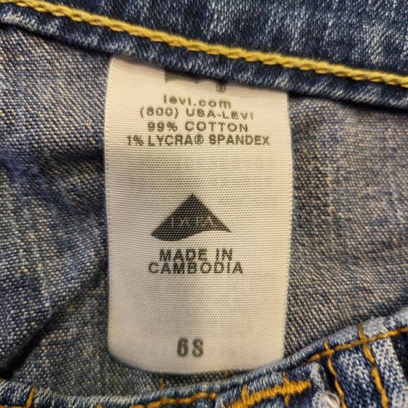 Levi's 525 Jeans Women's 6S Blue Medium Wash Boot Cut Stretch Jeans Distressed - Picture 3 of 11